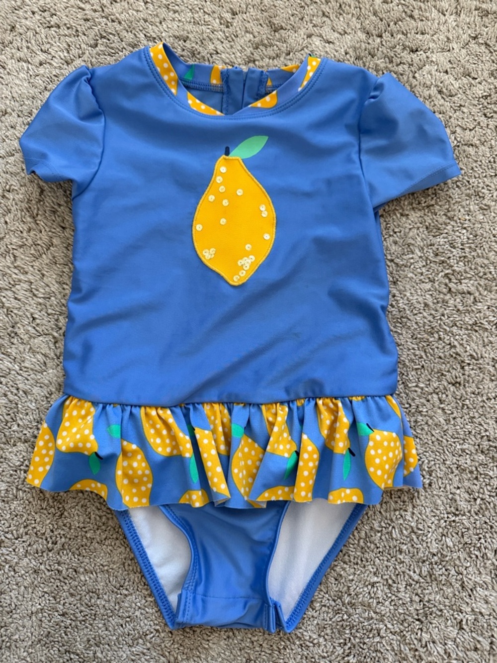 Cat & Jack Blue Girls One-Piece with Yellow Accents